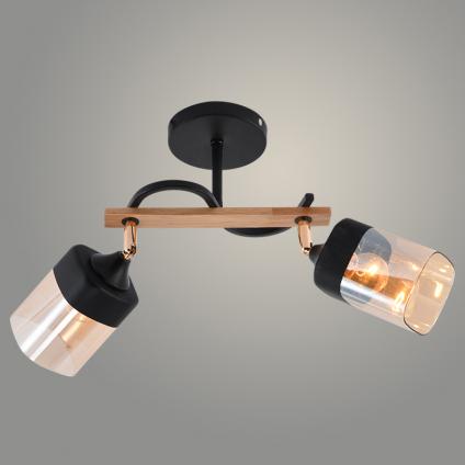 Люстра XA1644B/2 BK+WOOD+FGD черный/золото 2х60W E27 d480 h290, HN25
